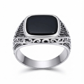 Onyx Signet Ring — Stainless Steel